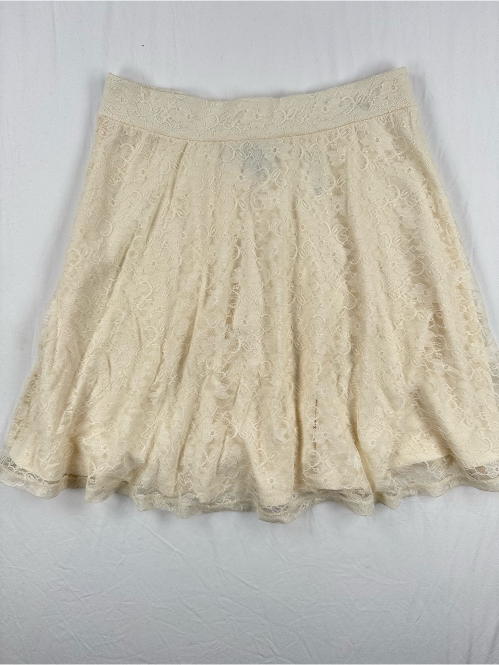 H&M Cream Lace Circle Knee Length Skirt